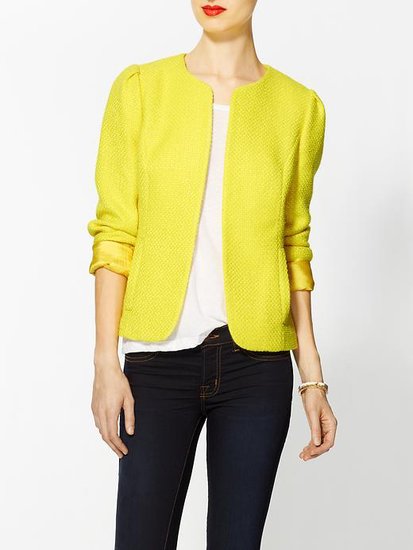 This Larkin yellow tweed blazer ($69) stands out thanks to its mock collar. Throw it on over just about anything for a pop of sophistication and pizzazz.
This Larkin yellow tweed blazer ($69) stands out thanks to its mock collar. Throw it on over just about anything for a pop of sophistication and pizzazz.