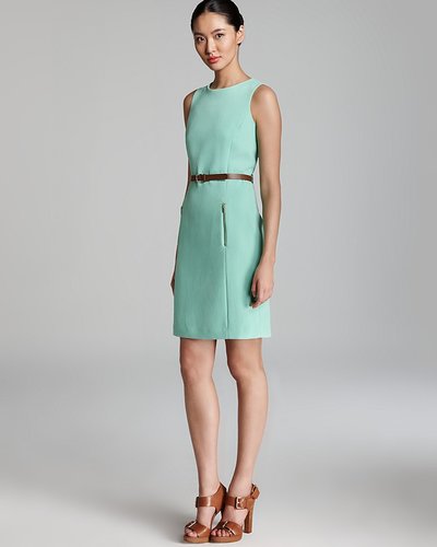 Anne Klein Dress Anne Klein Shift Dress - Sleeveless Belted