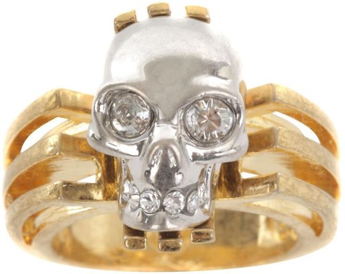 Gold Art Deco Skull Ring