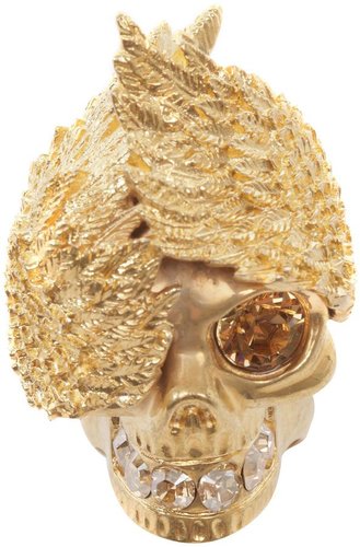 Gold Wings Skull Cocktail Ring