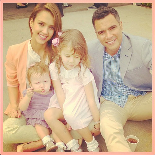 Jessica Alba's Family Does coordinating Pastels for Easter