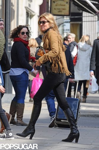Kate Moss wore a fringed jacket to meet friends for lunch in London.
Kate Moss wore a fringed jacket to meet friends for lunch in London.
