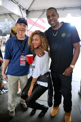 Jay-Z and Beyoncé stayed coordinated in gold accessories at the Made in America festival in September 2012.
Jay-Z and Beyoncé stayed coordinated in gold accessories at the Made in America festival in September 2012.