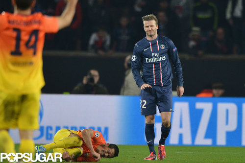 David Beckham got a start in the championship league game against Barcelona.
David Beckham got a start in the championship league game against Barcelona.