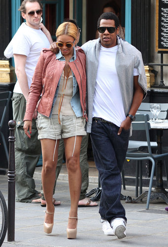 In April 2011, Beyoncé layered up in a chambray blouse and a pink leather Isabel Marant jacket, while Jay-Z threw a gray sweater over his crisp white tee for a stroll in Paris.
In April 2011, Beyoncé layered up in a chambray blouse and a pink leather Isabel Marant jacket, while Jay-Z threw a gray sweater over his crisp white tee for a stroll in Paris.