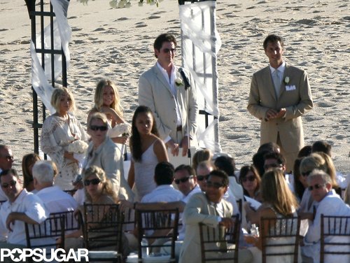 In November 2007, Mary-Kate Olsen and Ashley Olsen both donned white as bridesmaids for a friend's beach wedding in Cabo.
In November 2007, Mary-Kate Olsen and Ashley Olsen both donned white as bridesmaids for a friend's beach wedding in Cabo.