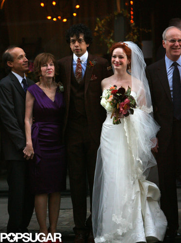 Christina Hendricks and Geoffrey Arend posed with family after their October 2009 nuptials in NYC.
Christina Hendricks and Geoffrey Arend posed with family after their October 2009 nuptials in NYC.