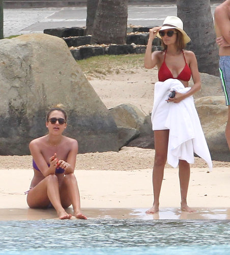 Jessica Alba and Nicole Richie hung out on the beach in St. Barts together. Jessica wore a mismatched bikini, while Nicole showed off her red triangle bikini with a fedora.
Jessica Alba and Nicole Richie hung out on the beach in St. Barts together. Jessica wore a mismatched bikini, while Nicole showed off her red triangle bikini with a fedora.
