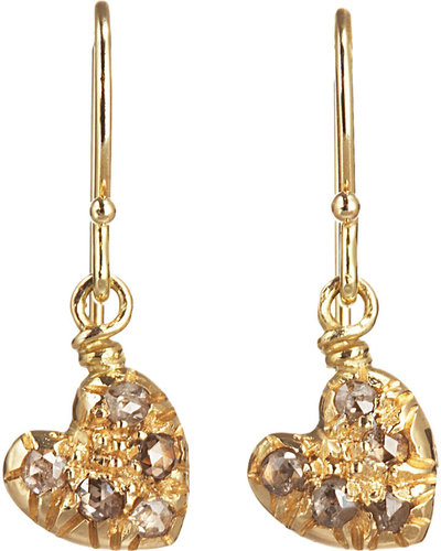 Fabrizio Riva Brown Diamond Heart Drop Earrings