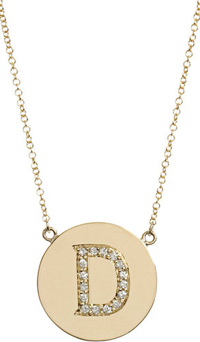 Jennifer Meyer Yellow Gold & Diamond 'D' Pendant Necklace