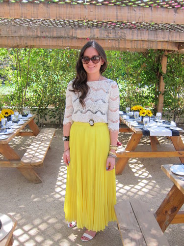 A bold yellow maxi dress added a pop of sunshine to a semisheer lace top.
Source: Chi Diem Chau
A bold yellow maxi dress added a pop of sunshine to a semisheer lace top.
Source: Chi Diem Chau