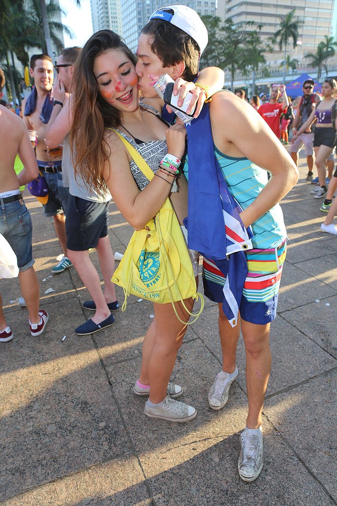 A young pair got kissy at the Ultra Music Festival in Miami.
A young pair got kissy at the Ultra Music Festival in Miami.