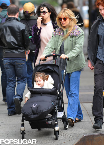 Sienna Miller pushed baby Marlowe in her stroller for a walk in NYC.
Sienna Miller pushed baby Marlowe in her stroller for a walk in NYC.