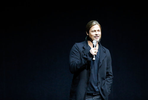 Brad Pitt Says He Made World War Z For His "Boys" at CinemaCon Brad Pitt Says He Made World War Z For His "Boys" at CinemaCon