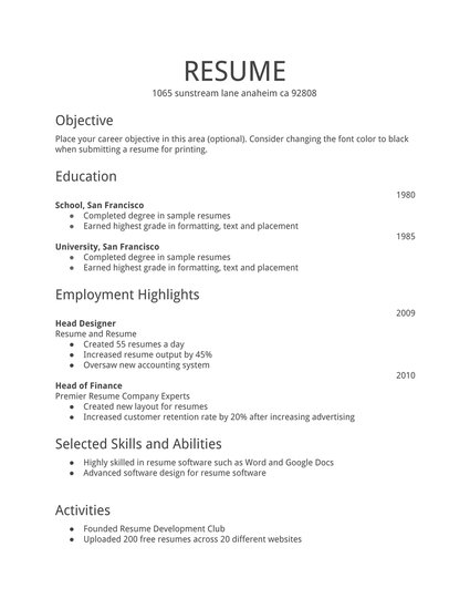 download free resume templates australia