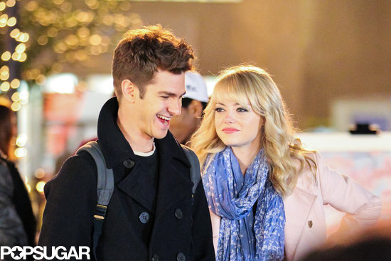 Emma and Andrew Snuggle Up For PDA on the Spider-Man Set Emma and Andrew Snuggle Up For PDA on the Spider-Man Set