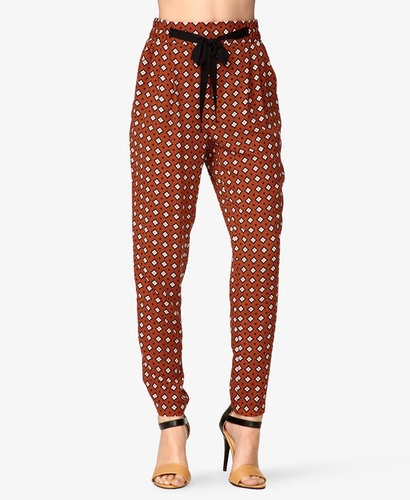 FOREVER 21 Geo Print Crepe Woven Trousers