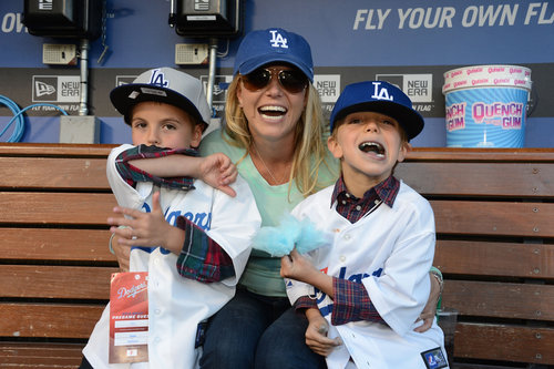 Britney Spears posed with her sons, Jayden James and Sean Preston, in the dugout at the LA Dodgers game.
Britney Spears posed with her sons, Jayden James and Sean Preston, in the dugout at the LA Dodgers game.