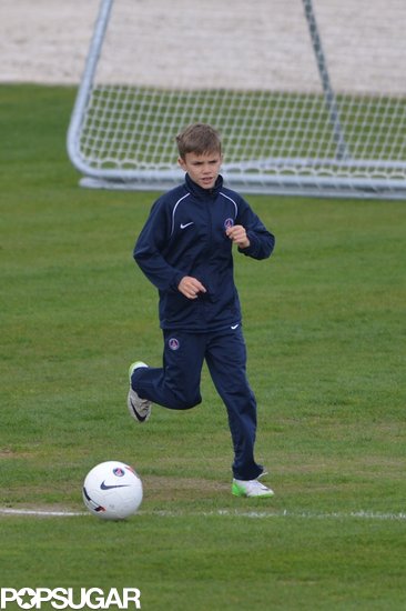 Romeo Beckham trained with his dad David Beckham's soccer club in Paris.
Romeo Beckham trained with his dad David Beckham's soccer club in Paris.