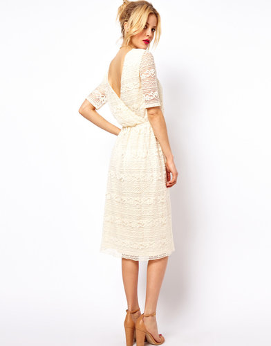 ASOS Midi Dress In Lace With Wrap Back