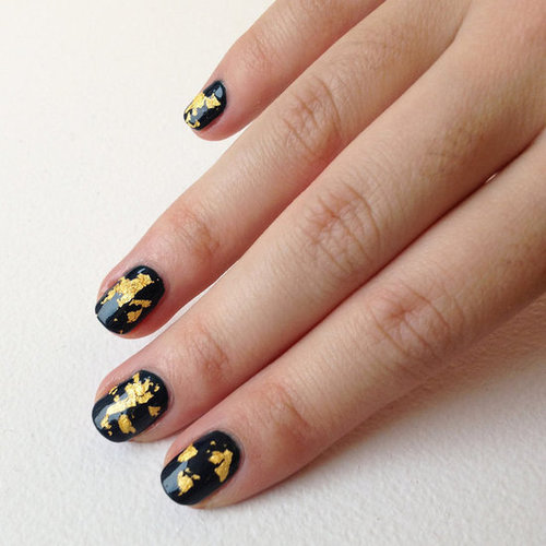 Creating your own gold-leaf top coat is easy to do and makes for a stunning nail design with minimal effort.
Creating your own gold-leaf top coat is easy to do and makes for a stunning nail design with minimal effort.