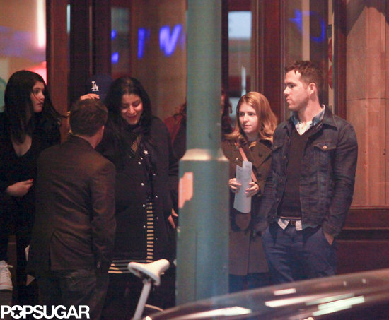 Gemma Arterton, Anna Kendrick, and Ryan Reynolds left dinner in Berlin. Gemma Arterton, Anna Kendrick, and Ryan Reynolds left dinner in Berlin.