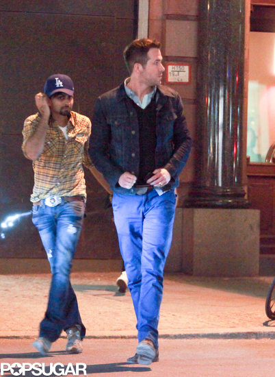 Ryan Reynolds walked across the street with a friend.
Ryan Reynolds walked across the street with a friend.