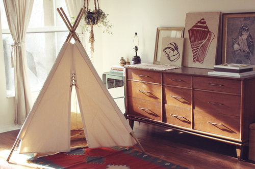 Let their imaginations run wild with this canvas teepee ($150). Your kids will love calling this space their own and you'll love that no assembly is needed.
Let their imaginations run wild with this canvas teepee ($150). Your kids will love calling this space their own and you'll love that no assembly is needed.