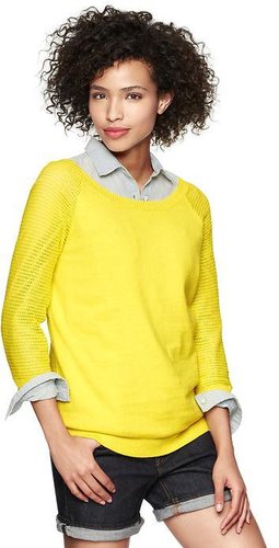 Mesh-sleeve sweater