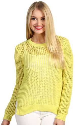 BCBGeneration - Slouchy Open Knit Pullover (Lemon Ice) - Apparel