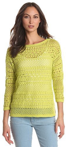 Leo & Nicole Women's Missy Open Weave Sweater