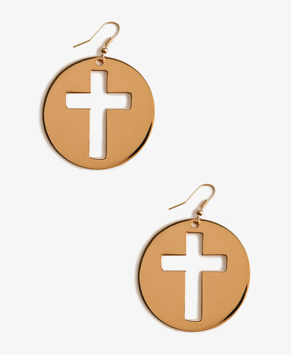 FOREVER 21 Cutout Cross Medallion Earrings