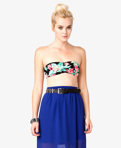FOREVER 21 Tropical Print Bandeau Top