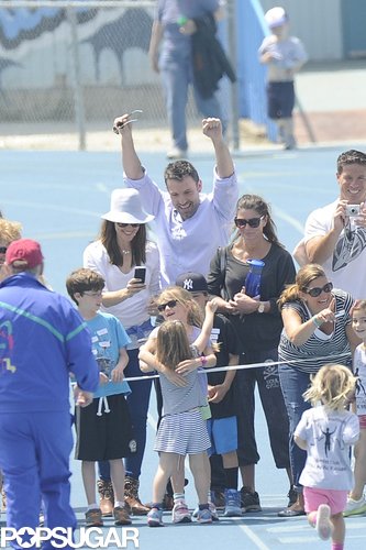 Ben Affleck and Jennifer Garner cheered Seraphina to the finish line at her track meet in LA.
Ben Affleck and Jennifer Garner cheered Seraphina to the finish line at her track meet in LA.