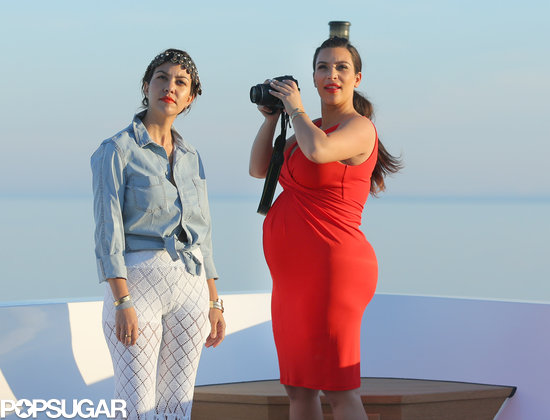 Kim and Kourtney Kardashian took pictures in Greece.
Kim and Kourtney Kardashian took pictures in Greece.