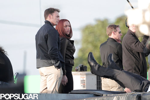 Scarlett Kicks Captain America Filming Into High Gear With Chris Evans Scarlett Kicks Captain America Filming Into High Gear With Chris Evans