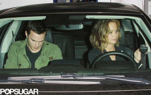 Jennifer Lawrence and Nicholas Hoult left dinner together.
Jennifer Lawrence and Nicholas Hoult left dinner together.