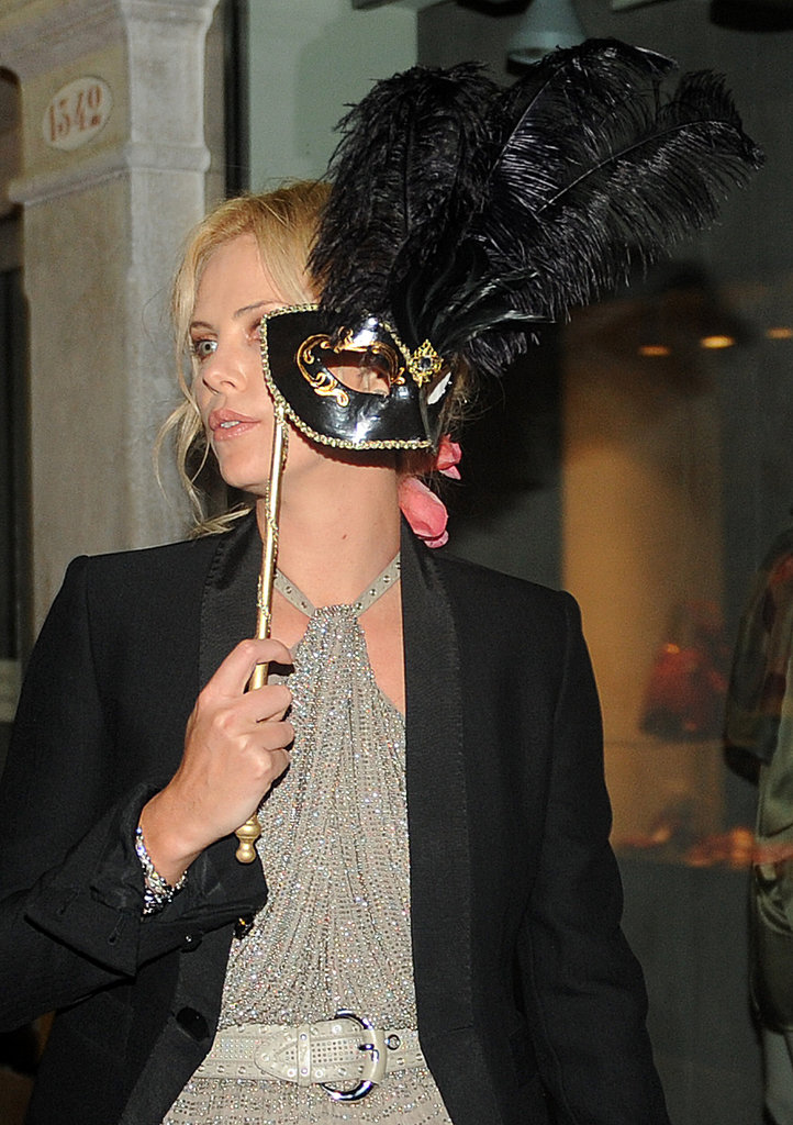 Charlize Theron masked herself while at Salma Hayek and Francois-Henri Pinault's Venician wedding in April 2009.
Charlize Theron masked herself while at Salma Hayek and Francois-Henri Pinault's Venician wedding in April 2009.