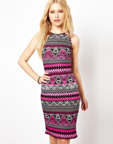 Club L Printed Midi Bodycon Dress
