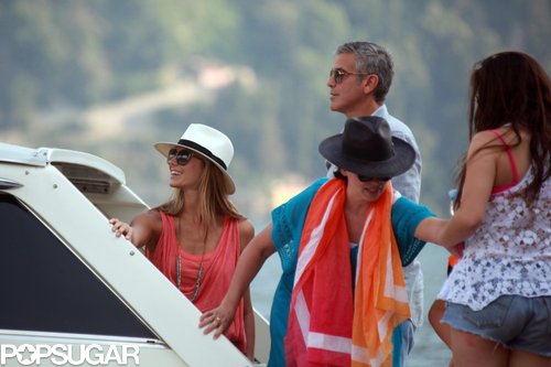 Stacy Keibler and George Clooney took in the sights while boating with friends, including George's ex Karen Duffy, around Lake Como in July 2012.
Stacy Keibler and George Clooney took in the sights while boating with friends, including George's ex Karen Duffy, around Lake Como in July 2012.