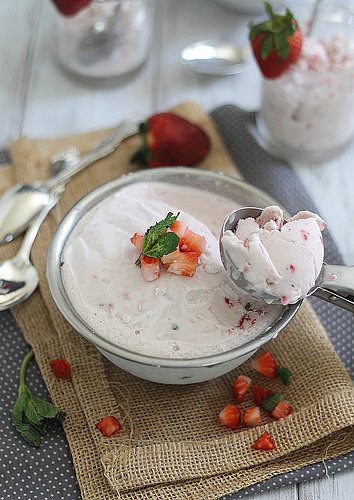 Roasted Strawberry Mint Ice Cream