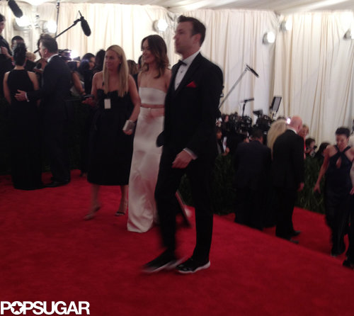 Olivia Wilde showed skin on the arm of her fiancé, Jason Sudeikis.
Olivia Wilde showed skin on the arm of her fiancé, Jason Sudeikis.
