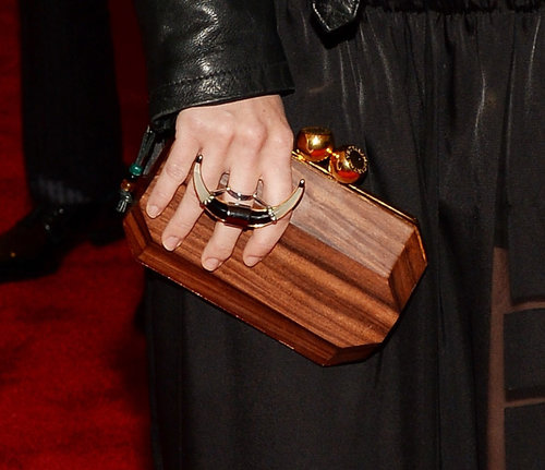 Dree Hemingway carried a wooden minaudière.
Dree Hemingway carried a wooden minaudière.