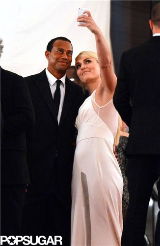 Lindsey Vonn snapped a selfie of herself and Tiger Woods at the top of the grand staircase.
Lindsey Vonn snapped a selfie of herself and Tiger Woods at the top of the grand staircase.