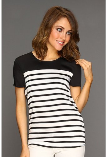 MICHAEL Michael Kors - Bretton Stripe Scoopneck T-Shirt (Black) - Apparel