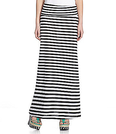 Lily White Striped Maxi Skirt