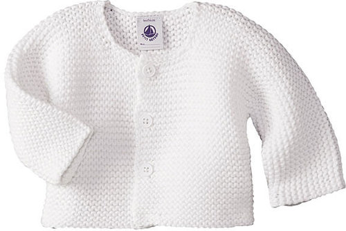 Baby Cardigan In Garter Stitch Knit