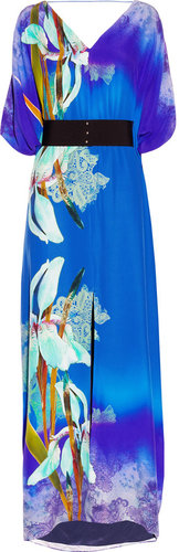 Matthew Williamson Belted kimono-style printed silk gown