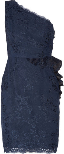 Notte by Marchesa One-shoulder ruffled lace dress