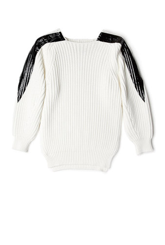 Wear the flimsiest of Summer dresses right this instant by styling them with a knit. This chunky Sportmax number ($516) feels modern, courtesy of its patent-like shoulder panels.
Wear the flimsiest of Summer dresses right this instant by styling them with a knit. This chunky Sportmax number ($516) feels modern, courtesy of its patent-like shoulder panels.